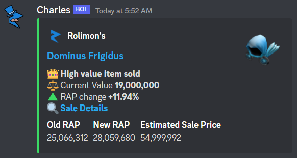 Roblox Trading News  Rolimon's on X: Update on the Frigidus