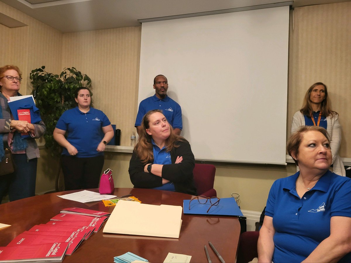 VSCA's tweet photo. VA School Counselors met w/ State Legislators & Staff for Legislative Day! We advocated for proposed legislation that develops statewide guidelines for Comprehensive School Counseling programs & guidelines for appropriate use of time. #vscainaction #vaisforschoolcounselors https://t.co/FDI3MqxqE6