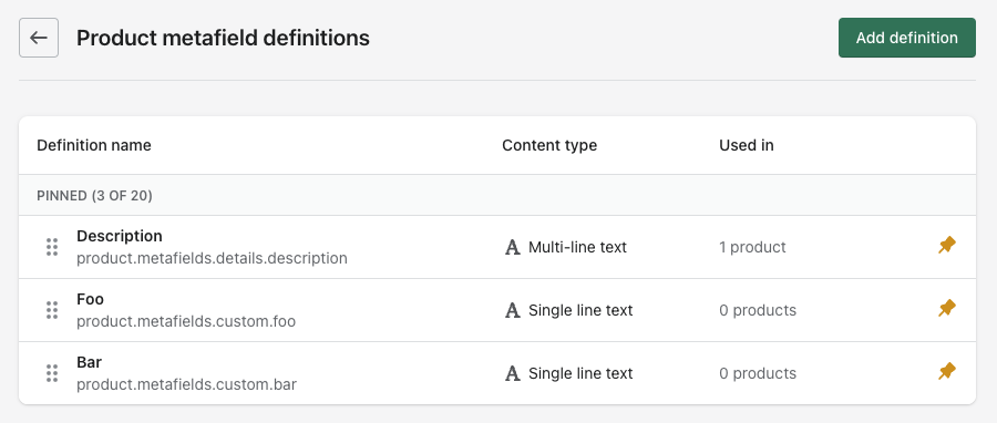 davidthorand's tweet image. Not sure if this is something new, but...

Shopify metafields can be reordered now 💪