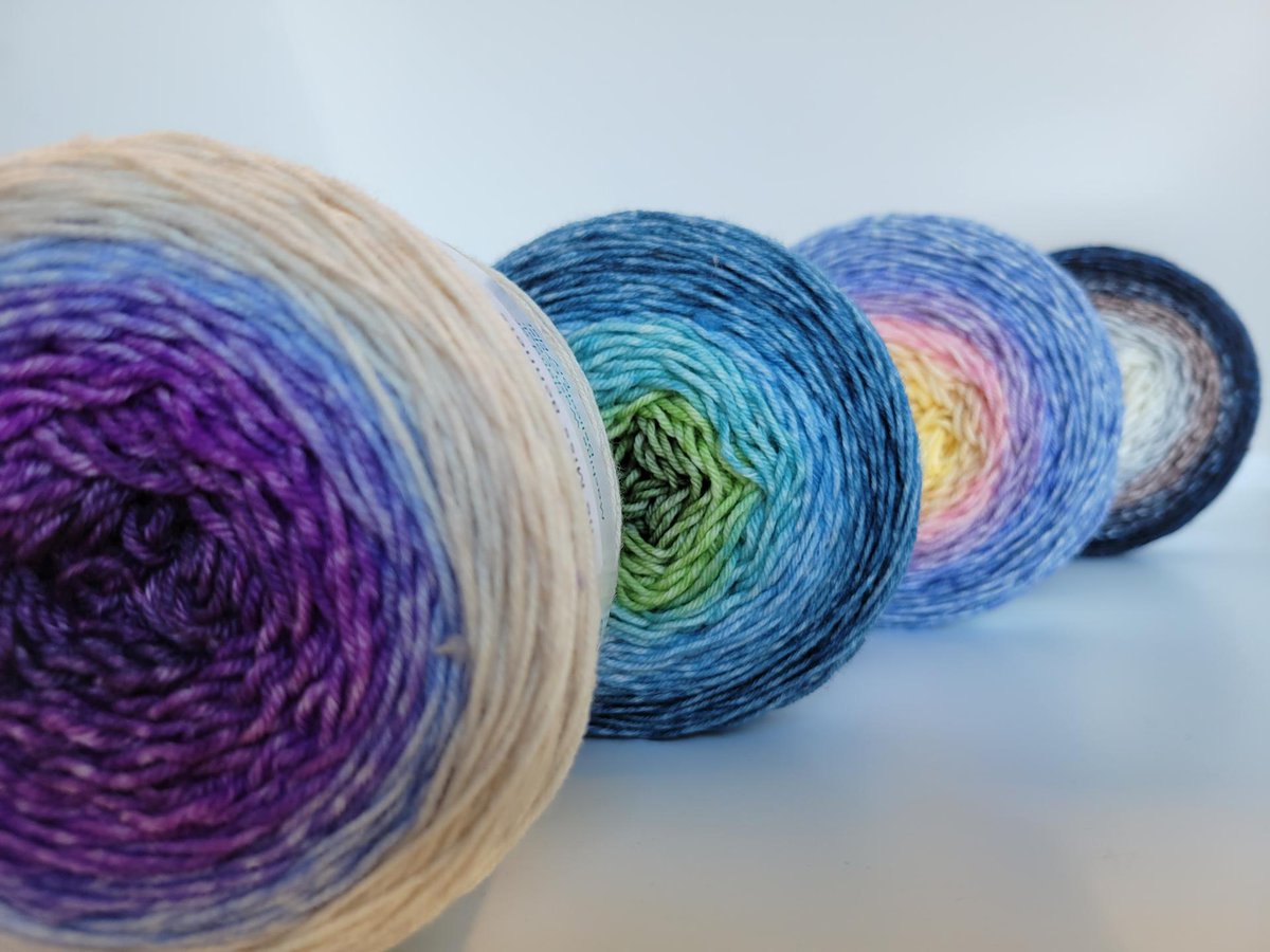 New yarn at Yarn Harbor. Knitcircus Yarns in gradient skeins and Alaska Hat Kits. bit.ly/3ks5MgR