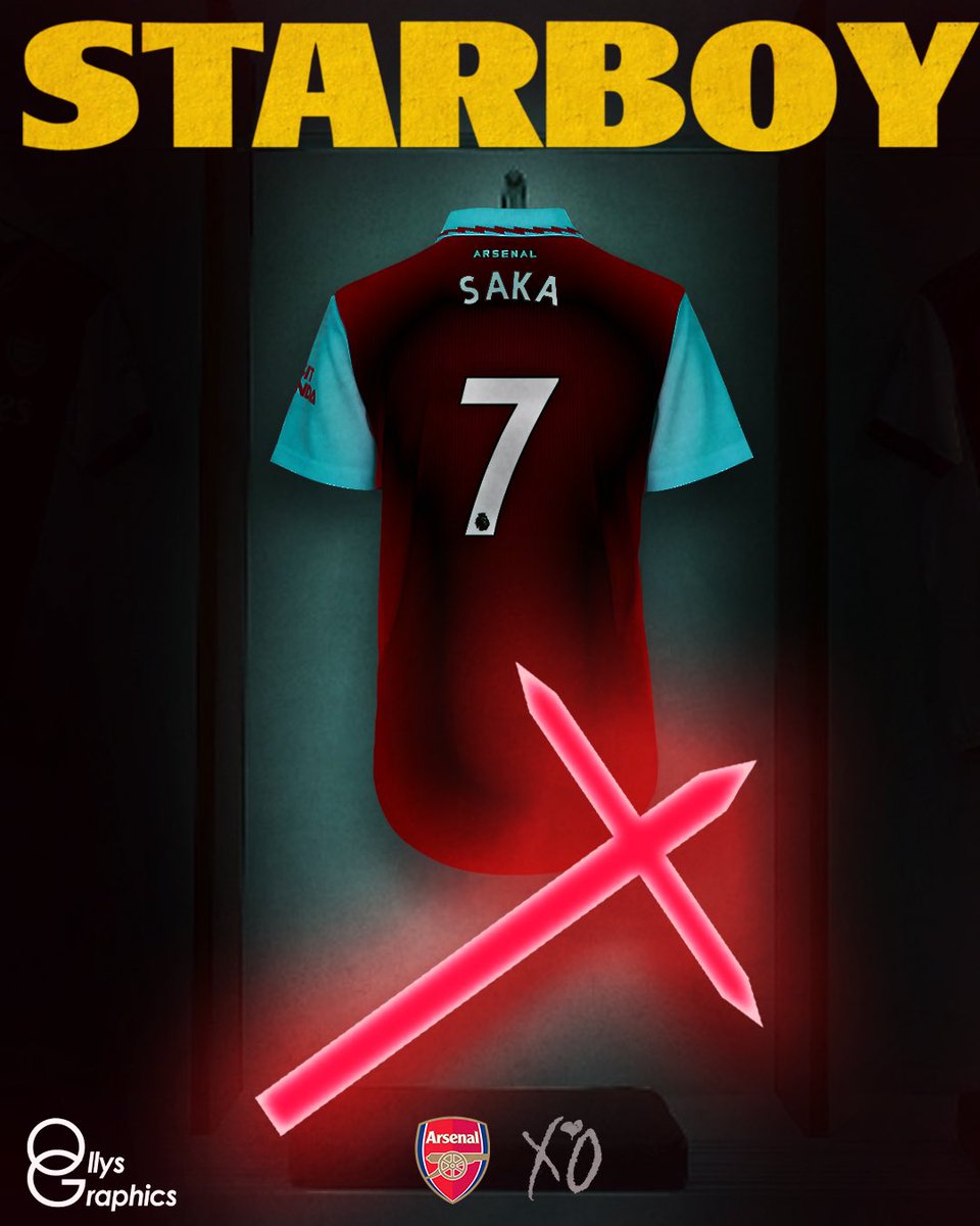 OllysGraphics's tweet photo. Will Arsenals Starboy lead them to a 4th Premier League title? 🏆🤔

#Starboy #Arsenal #Saka #sakastarboy #Bukayosaka #XO #Theweeknd #arsenaledit #Gooners #sakaedit #football #footballedit  #premierleague https://t.co/k3qxnDmGpe