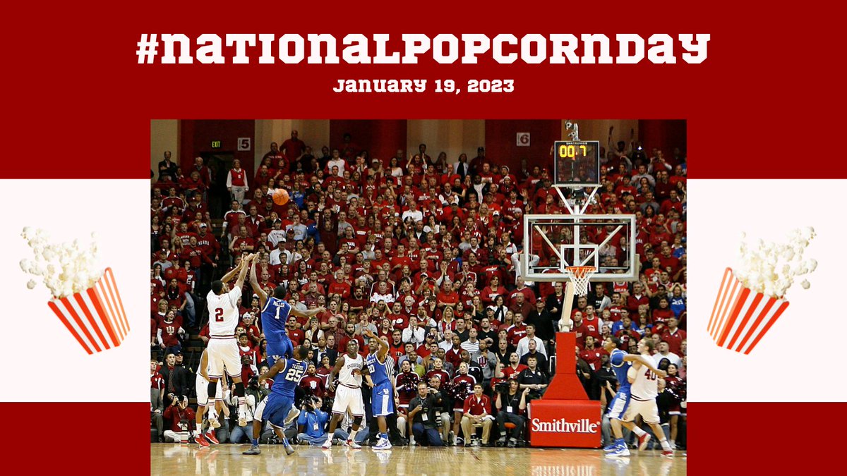 It's #NationalPopcornDay &amp; we're celebrating by remembering the "Wat Shot!" C. Watford at-the-buzzer to win the game for IU in an upset against UK in 2011. IU celebrated by putting this photo on the popcorn boxes! Enjoy your favorite popcorn with tonight's game at 8:30pm EST.