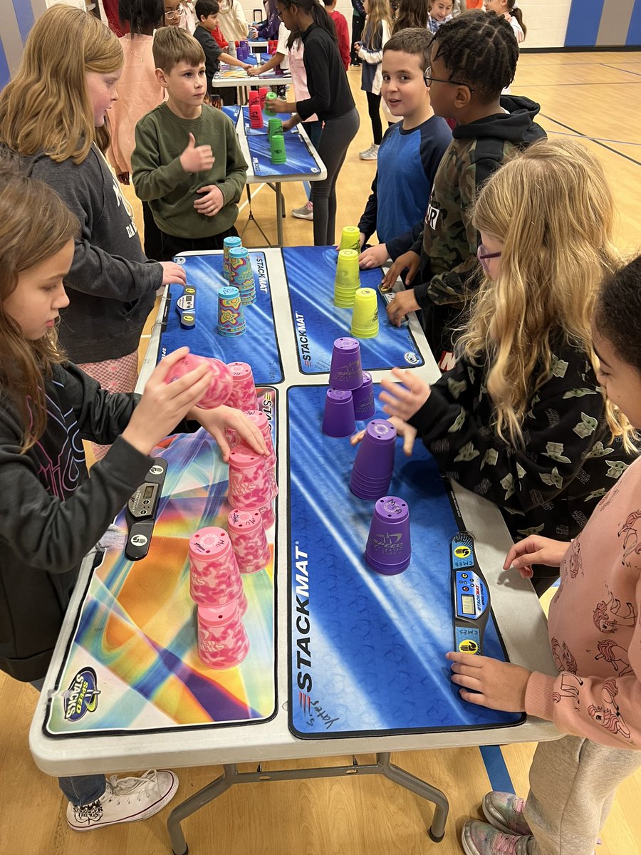 ChallengersMcA's tweet photo. Students of all ages, abilities and personalities love sport stacking because it is fun and challenging. Here are our fourth graders sport stacking in PE! #KirbyONE40 #McAuliffeProud https://t.co/crB1mtF8pb