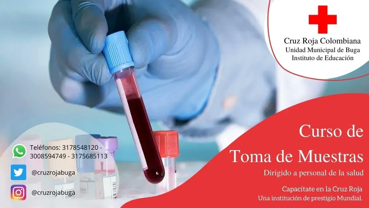 CruzRojaBuga's tweet photo. Curso de Toma De Muestras
Dirigido a personal de la salud
Mayores informes a través del siguiente enlace vía WhatsApp https://t.co/G5O4yDgtGf o a través de los números 3178548120 - 3175685113
¡Capacítate en Cruz Roja, una institución con prestigio Mundial! https://t.co/XA2hgJrB8o
