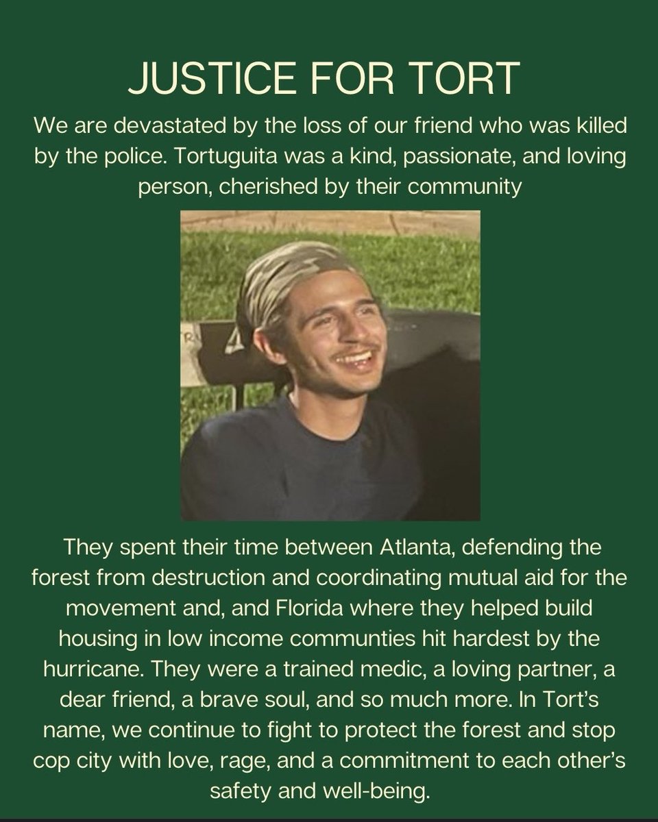 This is the Manuel "Tortuguita" Teran, the young, queer, Afro-Venezuelan forest defender killed by police yesterday in their raid to clear the forest so they could build Cop-City. Don't let the media criminalize them.