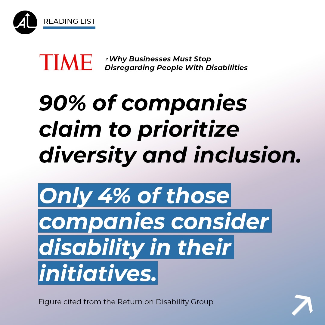 ArtLifting's tweet photo. Friendly reminder – Disability is diversity! 👏

A new article in @time features some startling figures showing how businesses are falling short when it comes to including disability in DEI initiatives. https://t.co/x3sVLDwKGd

#LearnAlways #DisabilityIsDiversity #DEI https://t.co/fe83Eg8m9c