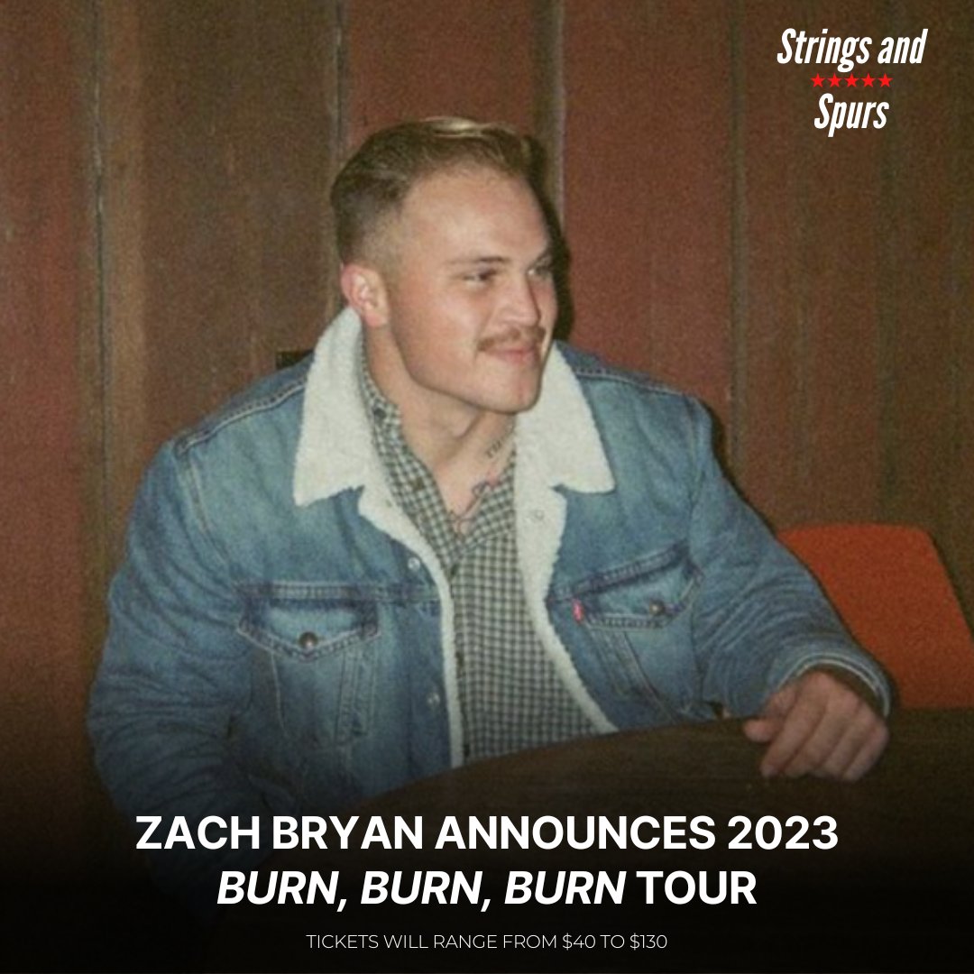 stringsandspurs's tweet photo. Moments ago, @ZachLaneBryan announced his long-awaited 2023 tour where he promised to ensure fans with fair ticket prices.
The Burn, Burn, Burn Tour announcement follows Bryan’s release of his live album “All My Homies Hate Ticketmaster.” 
https://t.co/613z7EzJAt #stringsandspurs https://t.co/EdCFSh8W6C