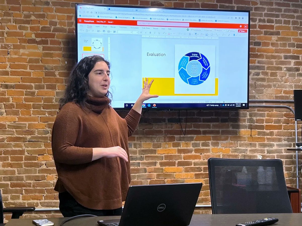 LouOPI's tweet photo. The OPI Team has been upping our skills on program evaluation through a series of sessions facilitated by Rebecca Hollenbach, MPH with the Center for Health Equity. We are excited to apply what we learn to several of OPI's programs! #programevaluation https://t.co/x5ysSNECYJ