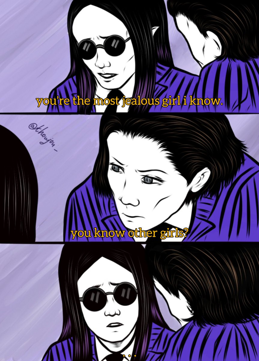 THoujou's tweet photo. god i love them so.

#Wednesday #wednesdaynetflix #wednesdayfanart #YokoTanaka #Divina #yokovina #fanart #Wednesdaymeme https://t.co/8MolNwV2ox
