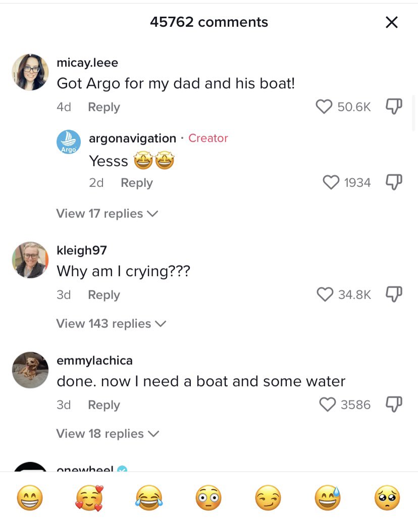 venturetwins's tweet photo. A Gen Zer posted a TikTok asking people to download her dad’s boating app because he worked hard on it.

The video got 20M views, and the app climbed to #7 in the U.S. App Store.

The comments are so wholesome. https://t.co/zzxhZPy2QP