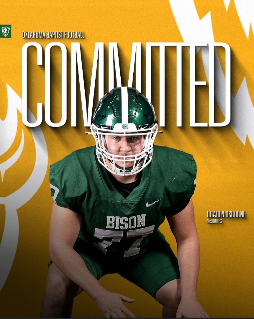 Very proud to be committing to Oklahoma Baptist University🦬✅ <a href="/OBUCoachJensen/">Chris Jensen</a> <a href="/OBU_Football/">OBU Football</a> <a href="/backercoach/">CoachJasonMelot</a>