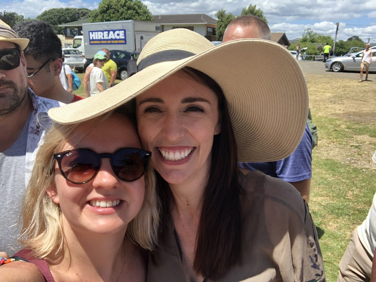 Today seems a good day to (re)share these pics: Jacinda Adern, at an LGBTQI+ musical festival in Auckland, 2019, telling me to ‘get under her hat’ when I asked for a selfie. A beacon of empathy and humanity - we can all learn from her ❤️