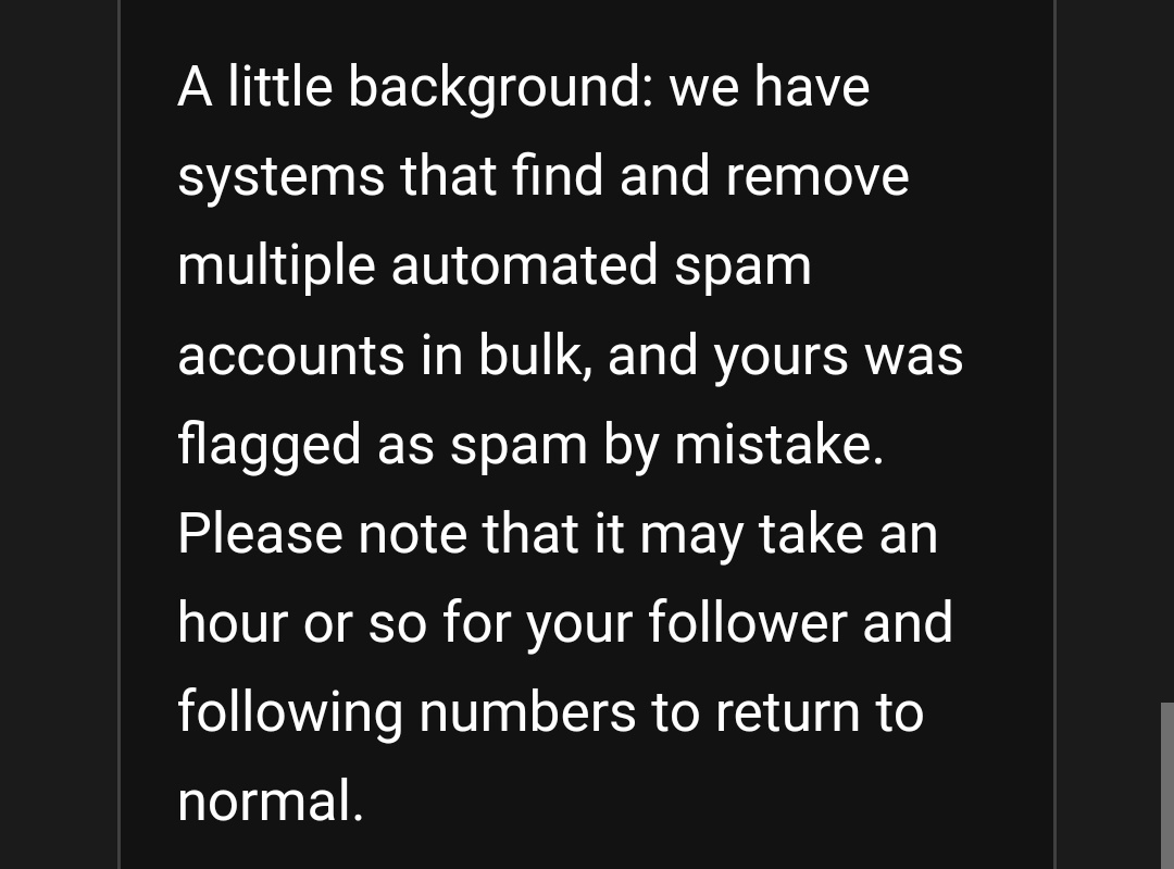 nm9711's tweet image. Al parecer esto está sucediendo: 

"Tenemos sistemas que encuentran y eliminan varias cuentas de spam automatizadas de forma masiva, y la suya se marcó como spam por error."

Esto me enviaron de Twitter, por el momento estoy esperando a que mi cuenta principal regrese 🤞🏻