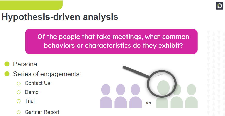 cbenn3tt's tweet photo. Better practice: flip the framework from "we need more MQLs" to "what common characteristics exist" in best- (or worst-) qualified audiences via @SpunkyScientist on @Demandbase hypothesis-driven data analysis https://t.co/V9Qo4vAgeo