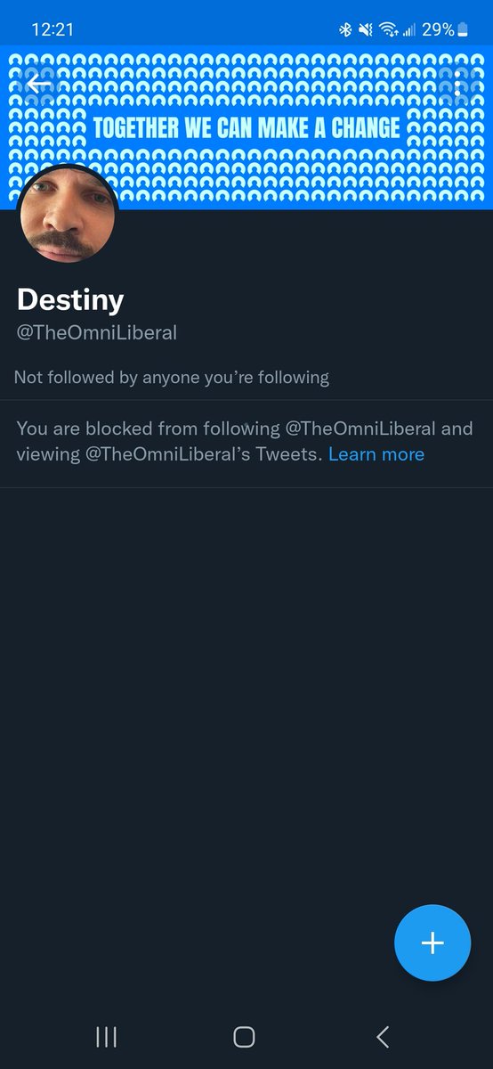 chainedhunter1's tweet photo. @TheOmniLiberal Blocked for saying "I think you got baited" then admitting I was wrong within like 20 seconds?????? Hello????? https://t.co/dhUEJi5tMa