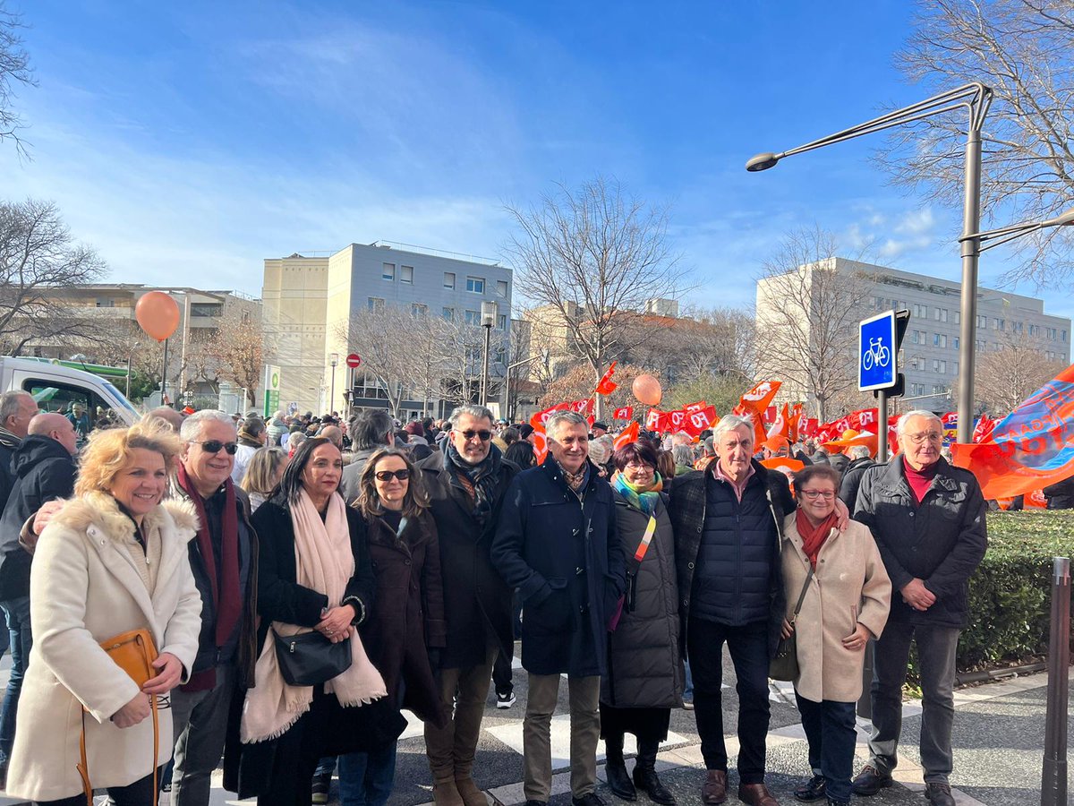 senateursPS's tweet image. À Nîmes, notre collègue @DBouad présent à la manifestation aux côtes des Travailleuses et travailleurs 🌹✊
#greve19janvier #ReformeDesRetraites #TousEnsemble