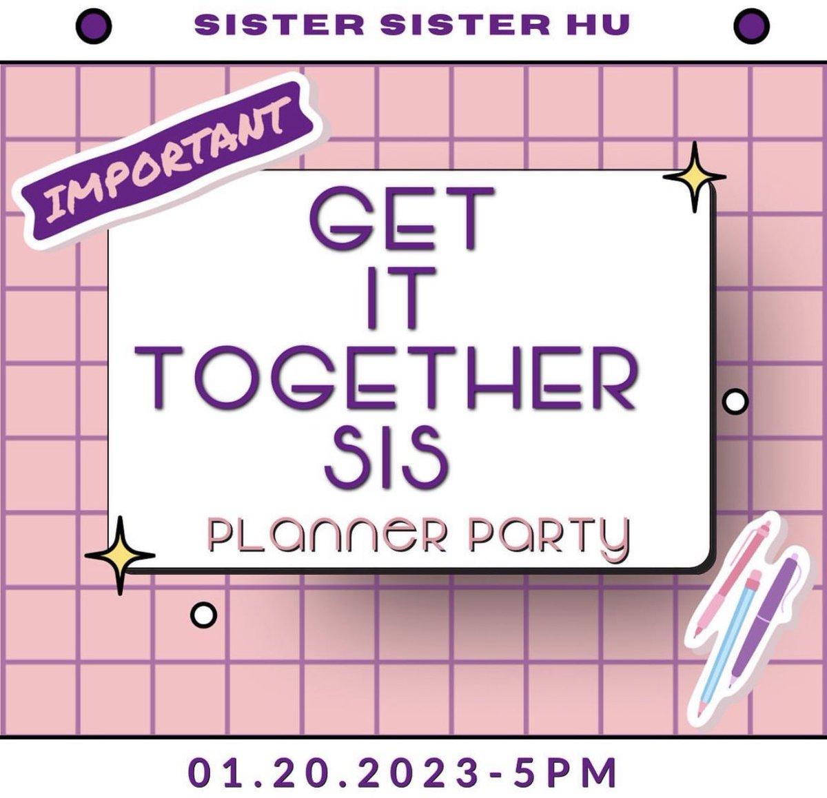 Feeling overwhelmed or just need to get organized for spring semester? Join us Friday at 5pm in Douglass Room 211 for a Planner Party! It's open to everyone so bring your friends💗📚