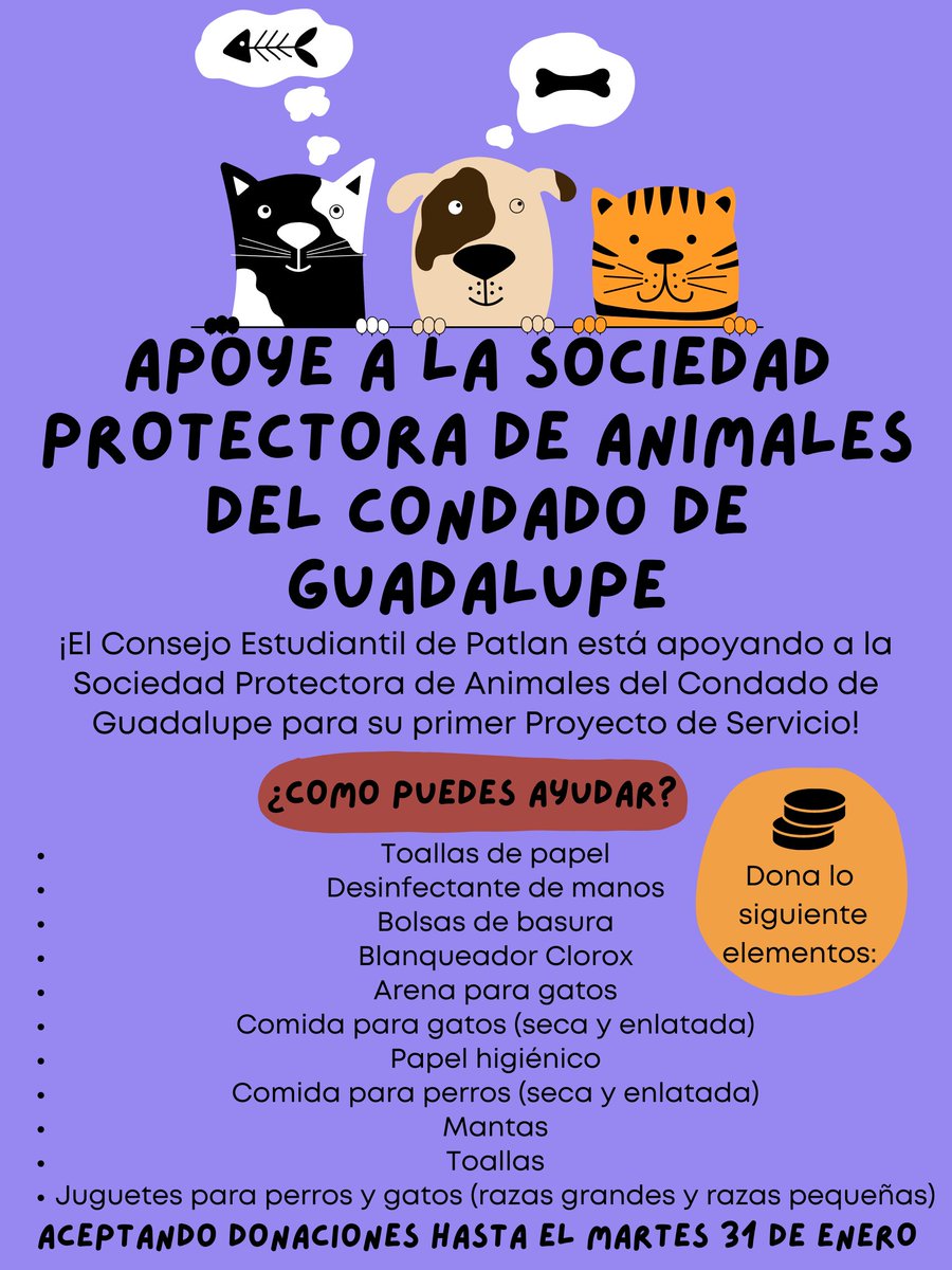 Help us support The Guadalupe Humane Society by donating! We'll be accepting donations until TUESDAY, JANUARY 31st. 
¡Ayúdenos a apoyar a Guadalupe Humane Society con una donación! Estaremos aceptando donaciones hasta el MARTES 31 DE ENERO.
<a href="/SeguinISD/">Seguin ISD</a> <a href="/SeguinCityHall/">Seguin Texas</a>
