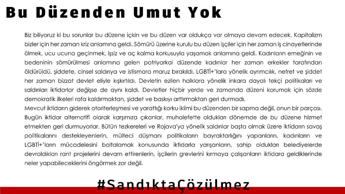 anarsistdaynsma's tweet photo. Farklı şehirlerde yaşayan anarşistler olarak diyoruz ki; sorunlarımız sandıkta çözülmez, bulunduğumuz her yerde öz örgütlenmeler oluşturalım ve mücadeleyi büyütelim.

#SandıktaÇözülmez https://t.co/EHNGFy5p0e