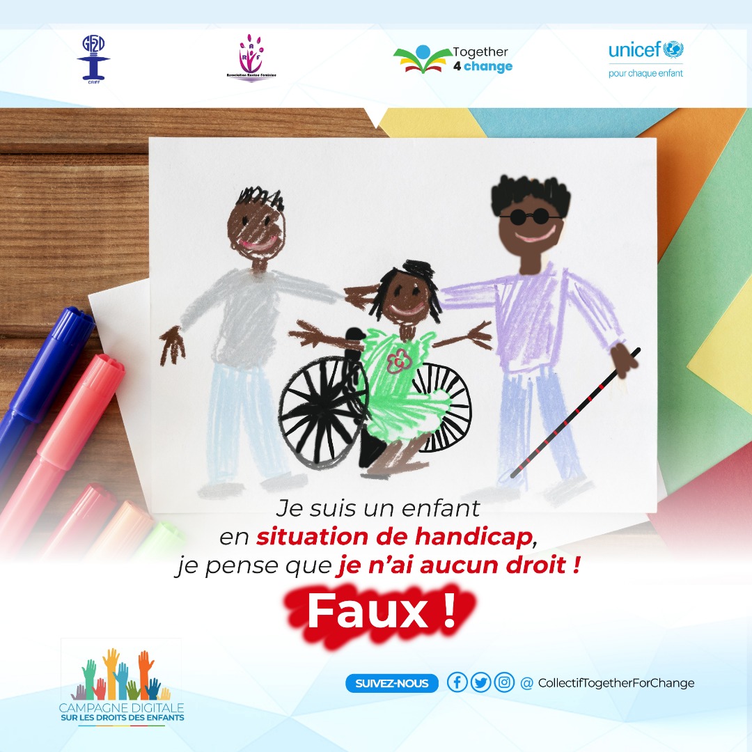 L'enfant vivant avec un HANDICAP🧑‍🦽🧑‍🦯🧑‍🦼 a bien-sûr les mêmes DROITS et nous devons respecter celà en leur témoignant beaucoup d'AMOUR♥️🥰.

#PourChaqueEnfant #DroitsDesEnfants #Togo #TgTwittos