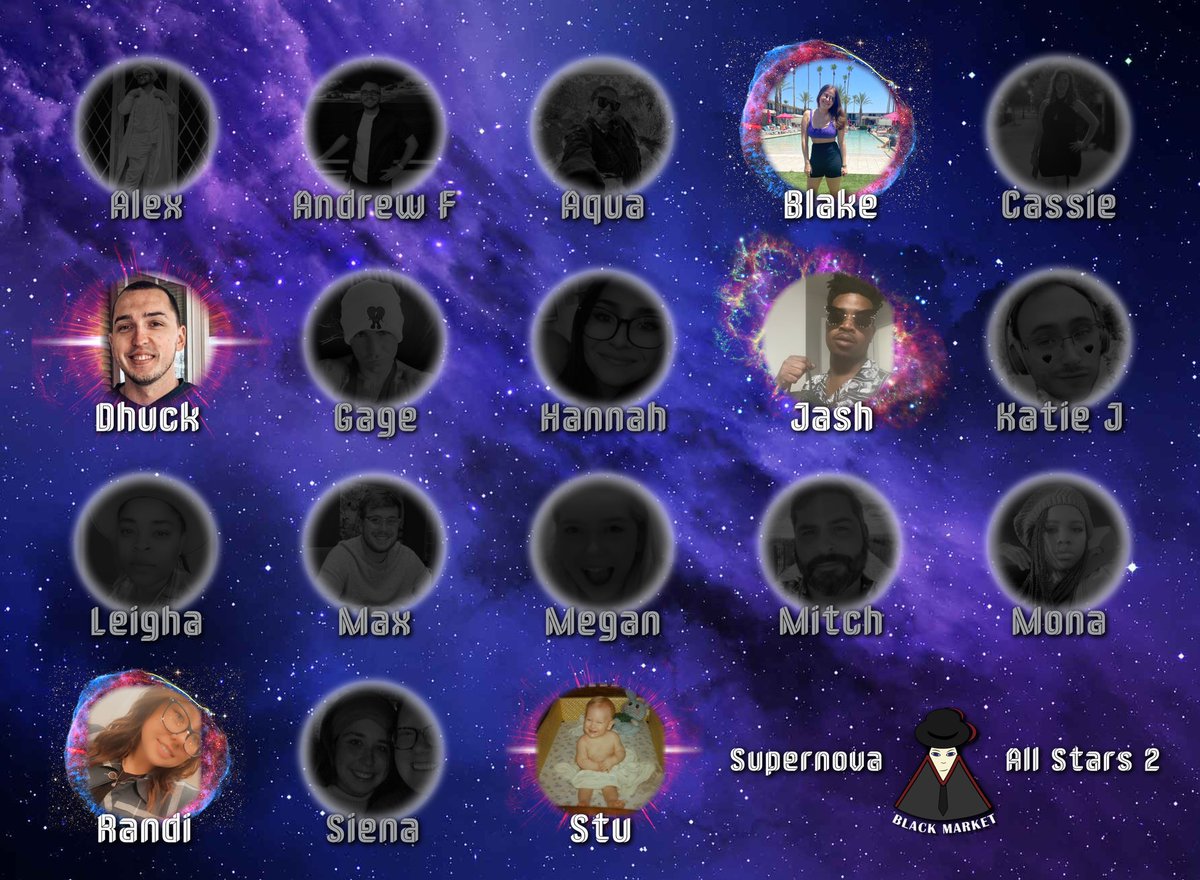 blackmarketnow's tweet image. The Black Market Supernova finale is TONIGHT at 8 pm EST!

Who will win the second All Stars season? 

@BlakeTyler3rd 🐼, @BBTGDHuck 👤, @JashBBTG 🦆, @just_randiii 🐝, or
@BBLoserRyan 🧡?

Join us at twitch.tv/blackmarketorg to find out #BlackMarket #BlackMarketSupernova