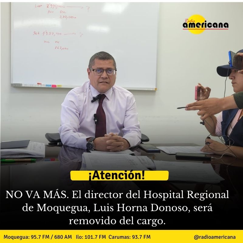 AmericanaMoque1's tweet photo. #Moquegua
Los cambios también se harán en: Administración, Logística, Presupuesto, Recursos Humanos y Economía.
https://t.co/M8Y2s8bUXh https://t.co/w3npakOZ1t