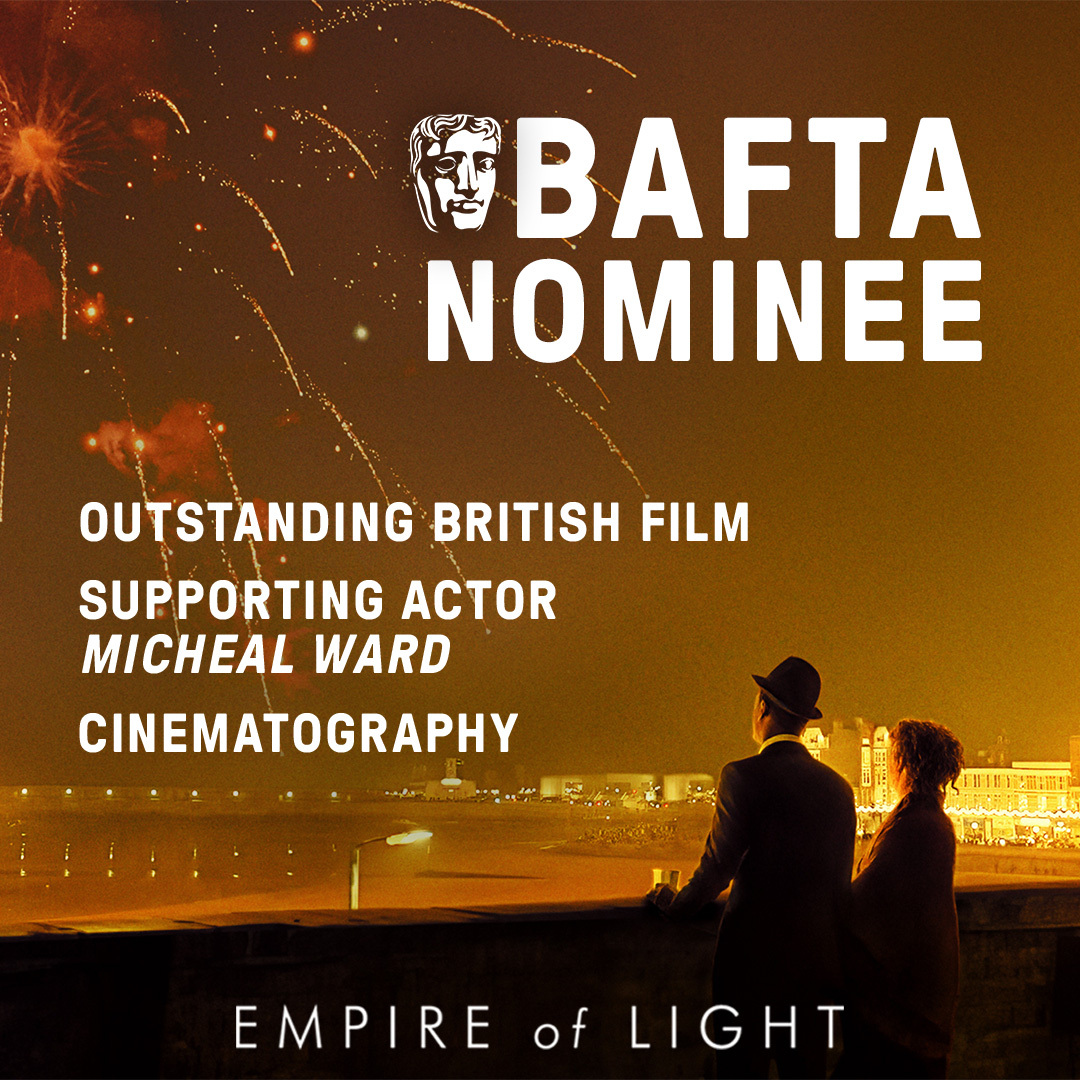 #EmpireOfLight has been nominated for THREE <a href="/BAFTA/">BAFTA</a> Awards: BEST BRITISH FILM, BEST SUPPORTING ACTOR Micheal Ward, and BEST CINEMATOGRAPHY! #EEBAFTAs