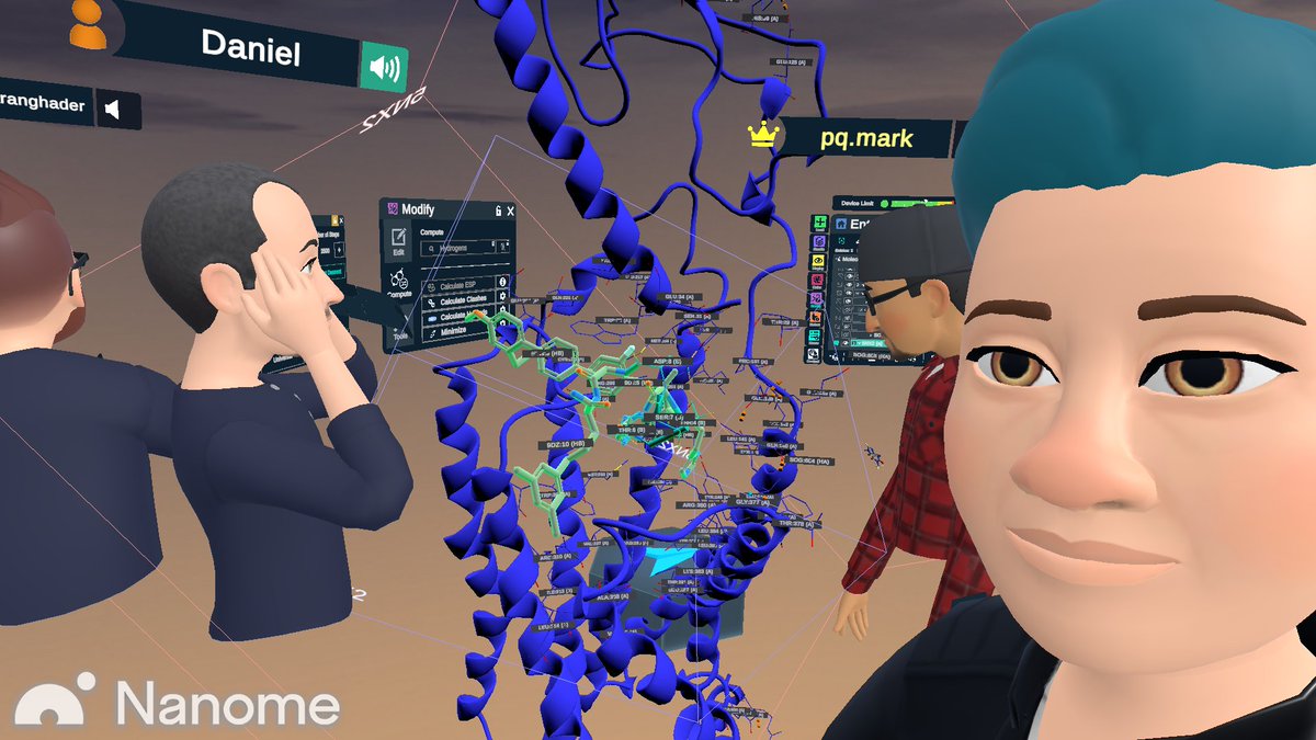 Thanks to <a href="/ferrax/">Daniel Gruffat, M.S.</a> and the <a href="/nanome_inc/">Nanome</a> team for guiding us through molecular design of peptides against GPCRs in virtual reality today. Now we know what its like to "be" a peptide!