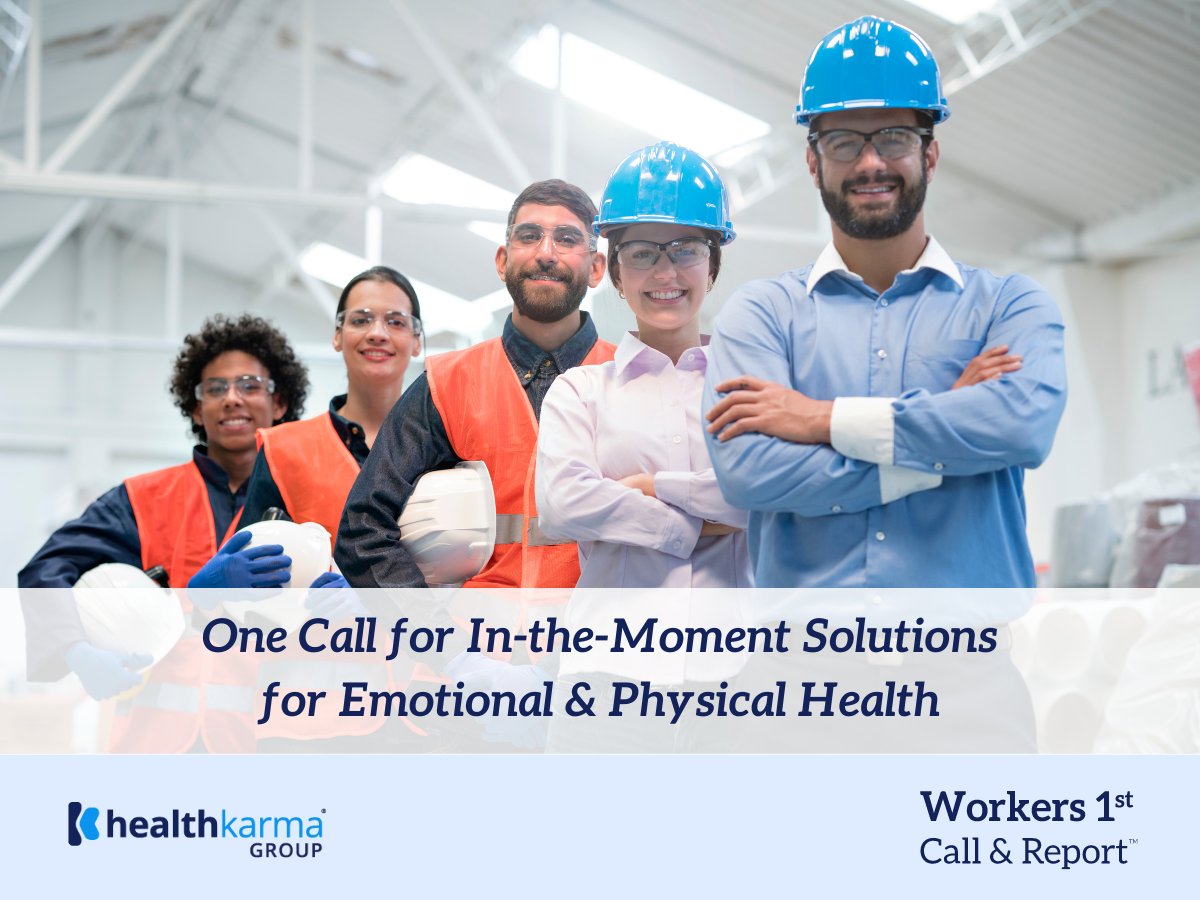 HealthKarmaApp's tweet photo. Workers 1st Call offers critical in-the-moment solutions for emotional &amp; physical #health. Our goal is to prevent #workplace accidents, improve your #employees' health and #wellbeing and increase your organization's #productivity and profitability.

https://t.co/WRASEBVgQz https://t.co/kUannrJFDY