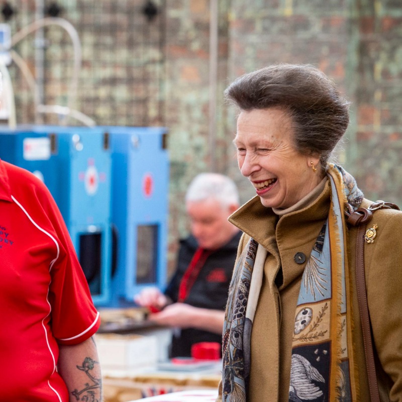 ForcesNews's tweet photo. The Princess Royal has officially reopened the Poppy Factory in Edinburgh after its two-year refurbishment.

Princess Anne also took time to talk to the veterans who work at the factory about their experiences and how to make poppies and wreaths.

Read more 👇