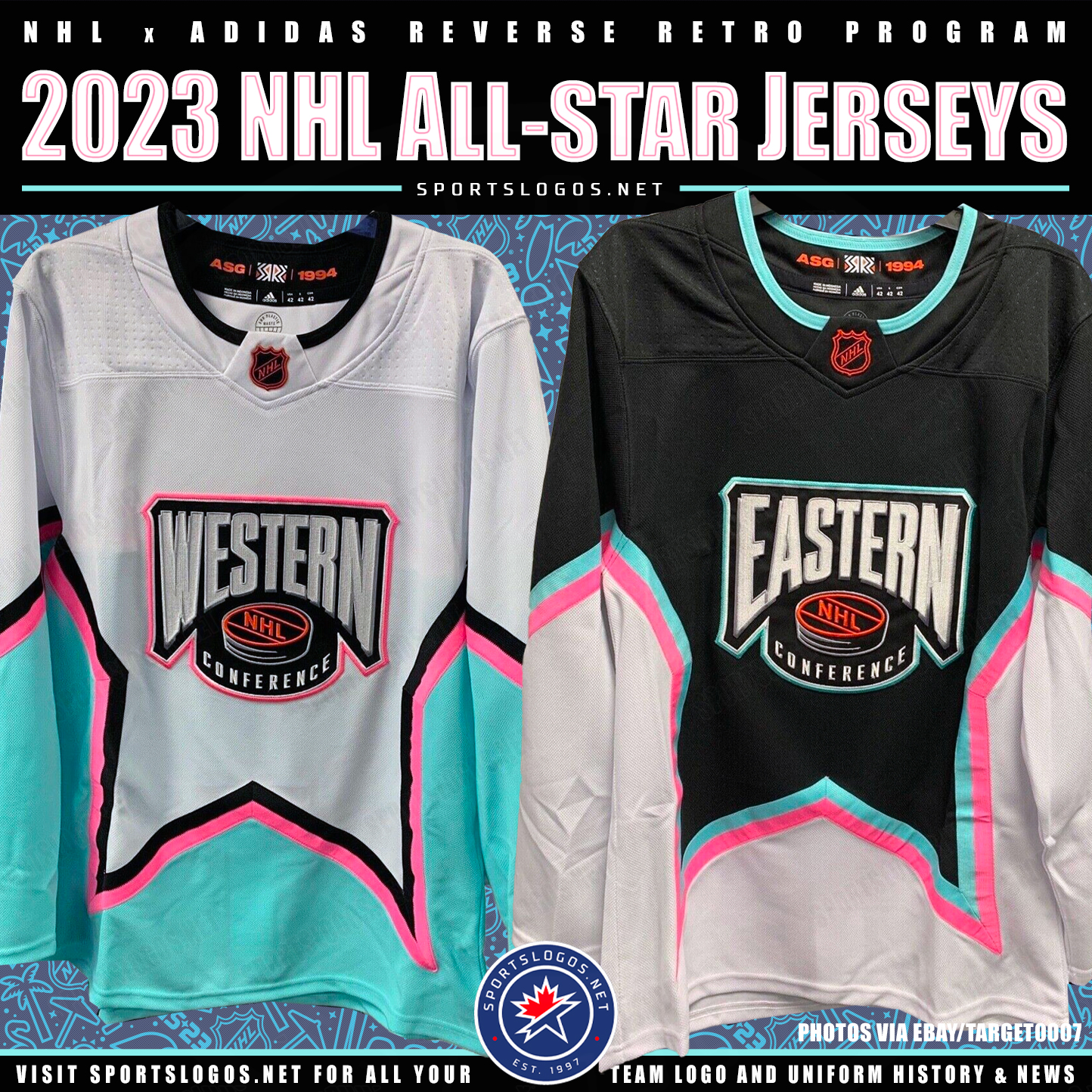 Chris Creamer  SportsLogos.Net on X: LEAKED: 2023 #NHL All-Star Game  jerseys go up for sale on , a Reverse Retro throwback to All Star games  of the 1990s. My story with