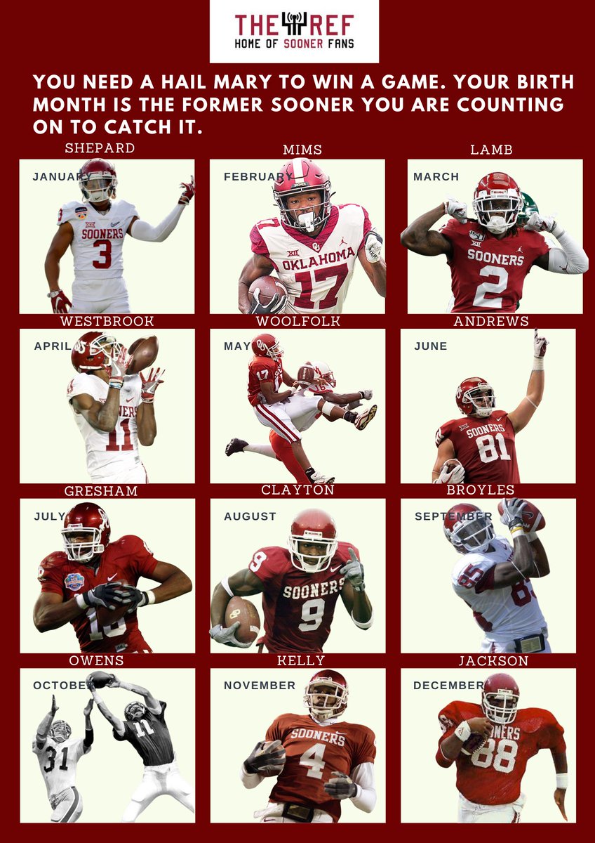 KREFsports's tweet photo. You need a Hail Mary to win a game. Your birth month is the former Sooner you’re counting on to catch it. https://t.co/GxjApL2z2s