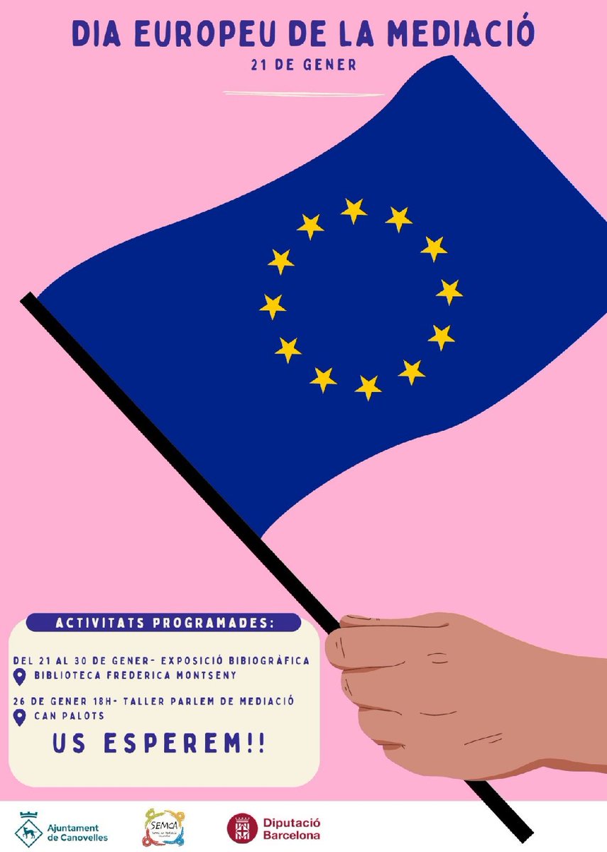 etichabitat's tweet photo. El proper 26 de gener, amb motiu del Dia Europeu de la Mediació, el Servei de Mediació de Canovelles organitza el taller "Parlem de Mediació" a @canpalots No us el perdeu!
#SEMCA #Canovelles #DEM #mediació https://t.co/o9KabKD1C2