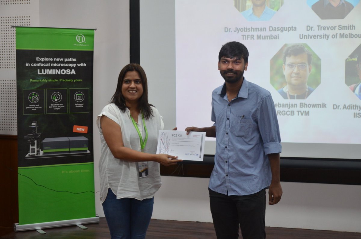 A huge congratulations to <a href="/DebsankarSahaR1/">Debsankar Saha Roy</a> for winning the Simco Fellowship on the loving memory of Dr. Daryan <a href="/FcsxiiiWorkshop/">FCSXIII Workshop</a>!🥳
<a href="/SudiptaMaiti13/">Sudipta Maiti</a> <a href="/tvmiiser/">IISER Thiruvananthapuram</a> <a href="/RGCB_Trivandrum/">DBT-RGCB</a> <a href="/TIFRScience/">Tata Institute of Fundamental Research</a> <a href="/SIMCOElec/">SIMCO Electronics</a>