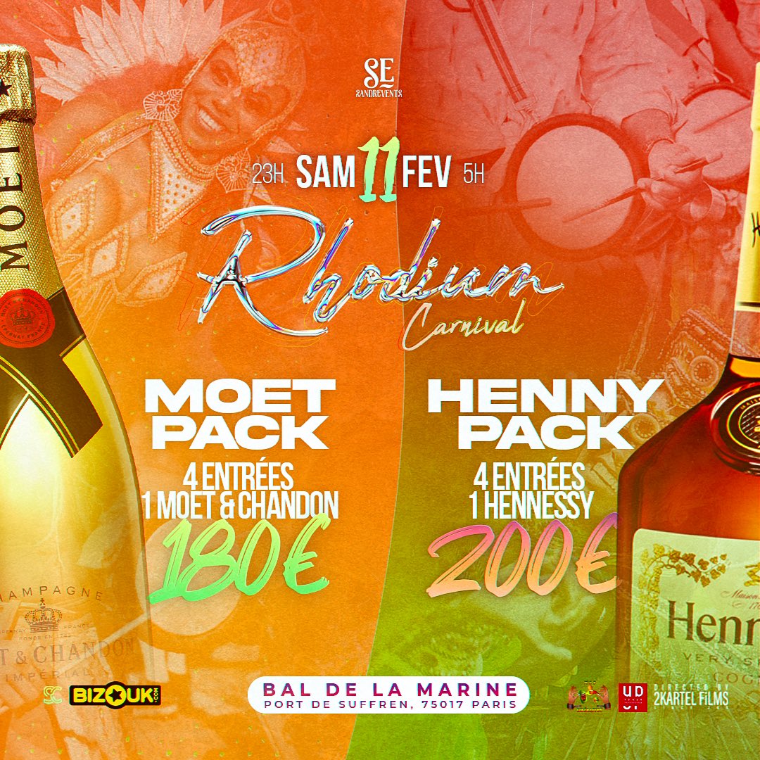 Hello, vous êtes 4 quand vous sortez ? 👀

Nous vous proposons 2 possibilités. 🥰

Disponibles exclusivement sur bizouk.com ➡️ my.bizouk.com/rhodium-carniv…

(Plus rentable qu’une préventes + l’achat de la bouteille a l’intérieur) 😘