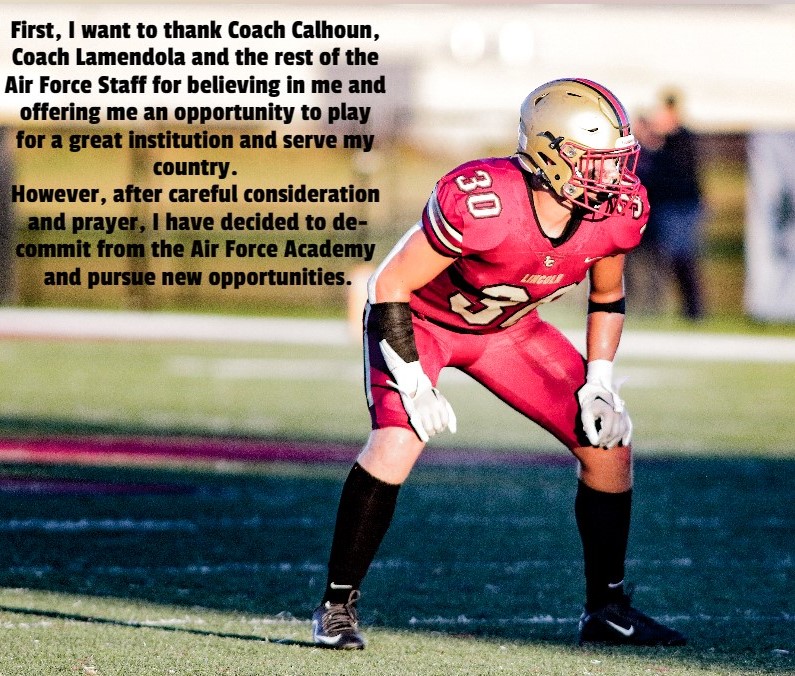Easton Rogers (@eastonrogers30) on Twitter photo I want to thank <a href="/CoachTCalhoun/">Troy Calhoun</a> <a href="/CoachLamAF/">Ken Lamendola</a> and the rest of the Air Force Staff for believing in me and offering me an opportunity to play for a great institution and serve my country. However, after careful consideration and prayer, I have decided to de-commit from the AF Academy I want to thank <a href="/CoachTCalhoun/">Troy Calhoun</a> <a href="/CoachLamAF/">Ken Lamendola</a> and the rest of the Air Force Staff for believing in me and offering me an opportunity to play for a great institution and serve my country. However, after careful consideration and prayer, I have decided to de-commit from the AF Academy