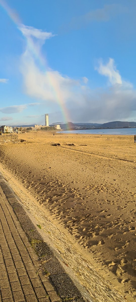 Beautiful rainbow today over Swansea Bay #lovewhereilive #Swansea #SwanseaBay #beach #rainbow