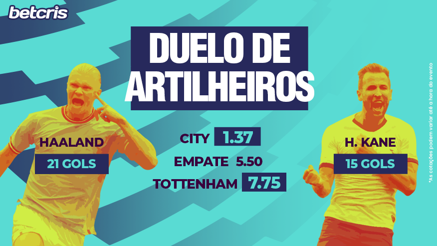 O City recebe o Tottenham nesta quinta-feira (19), em jogo atrasado da 7ª rodada da Premier League. A equipe do Haaland busca reduzir a vantagem para o Arsenal, enquanto os Spurs de H. Kane quer a vitória, visando a uma aproximação da zona de Champions .

Quem vencerá deste jogo?