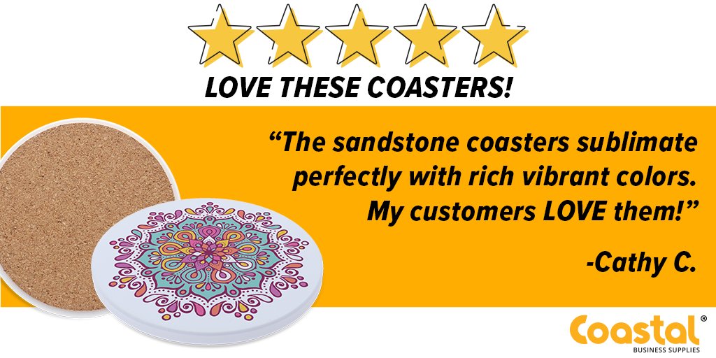 👏👏 Thank you Cathy C. for sharing! Have you tried our sandstone sublimation coasters yet? 

➡️Get yours here: ecs.page.link/6Rpyr 

#Customcoasters #Custommade #DIY #Crafter #Coastalbusiness #Sublimation #Handmade