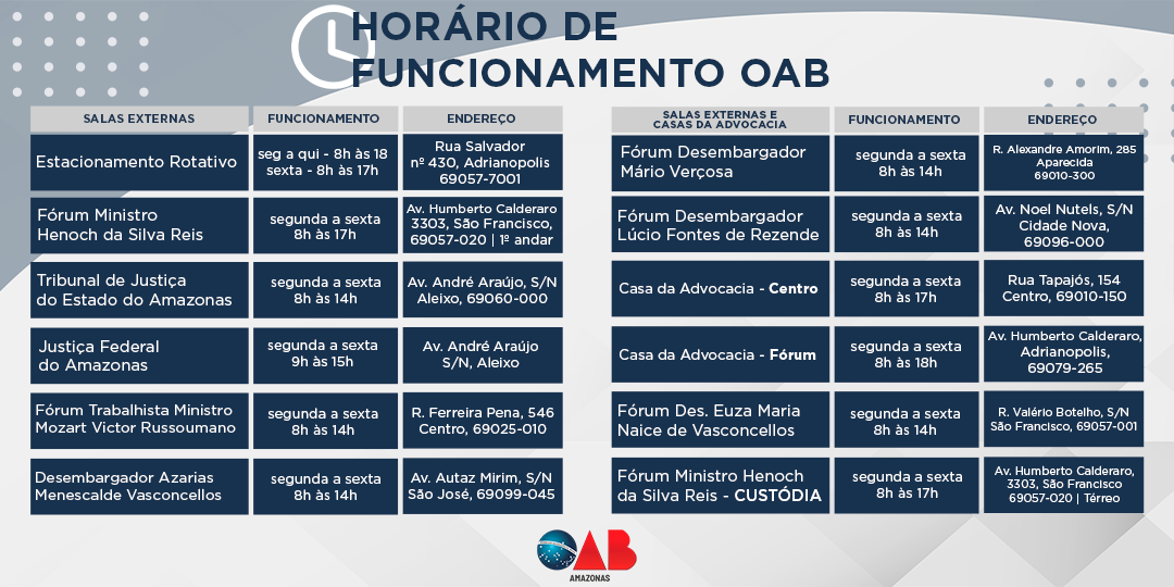 OAB_Amazonas's tweet photo. Saiba quais são os horários de funcionamento das salas externas e Casas da Advocacia da OAB Amazonas.
Saiba mais sobre a OAB-AM https://t.co/WpGz0Lu0C2

#oabam #oabamazonas #advocacia #advogados #advogadas #manaus #amazonas https://t.co/l2ycpdHxiY