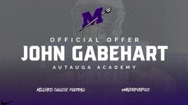 After a great call with @CoachKHarris08 I’m blessed to receive my second offer from <a href="/MajorsFootball/">Millsaps Football</a> <a href="/CoachTDunbar/">Trey Dunbar</a> <a href="/autaugaFootball/">Autauga Academy Football</a>