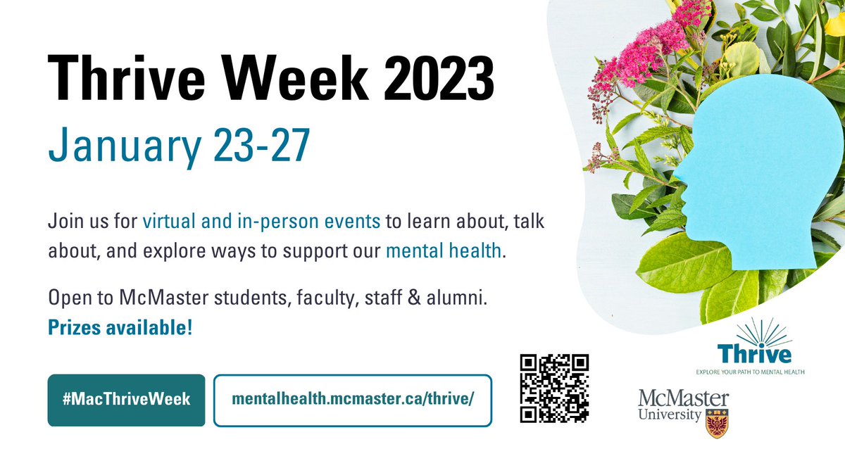 Excited for #MacThriveWeek next week?? We’ve added a few more events that will help us learn about, talk about, and explore ways to support our mental health 🧠

Check out our full lineup of events here: mentalhealth.mcmaster.ca/thrive/ 

#McMasterU #MacThrive #OkanaganCharter