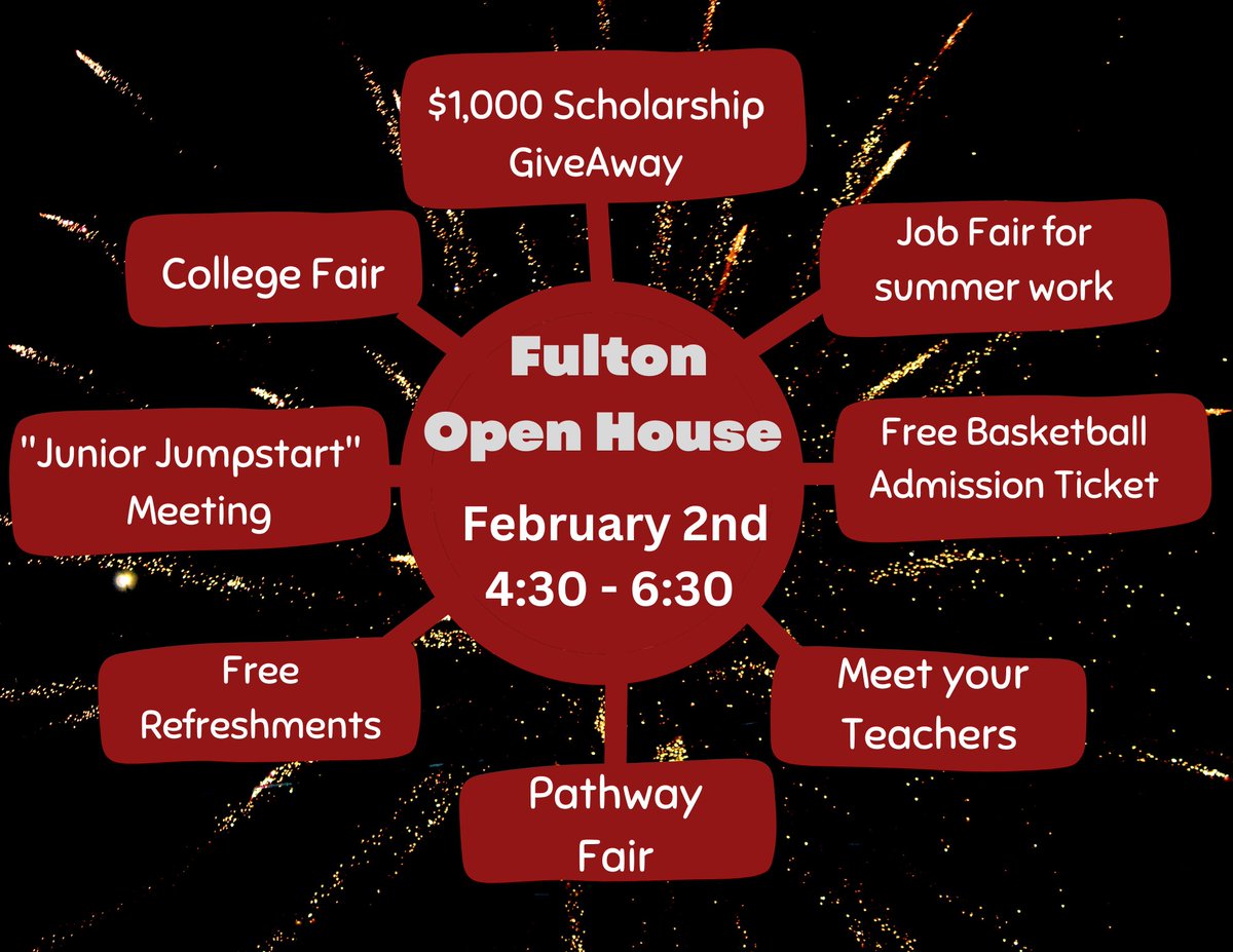 We have big things planned! We would love to have every parent/guardian attend this very special Open House at Fulton HS on Feb 2nd!