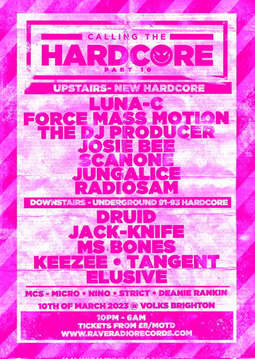 💥💥💥💥💥💥💥 Can't wait for our first Calling The Hardcore event of 2023 blasting off 🚀🚀🚀 on March 10th at The Volks Nightclub.

Grab your tickets 🎟  all crew from raveradiorecords.com.

It's gunna be well wild!