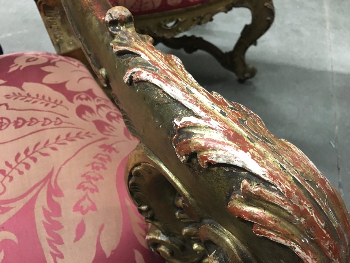 We're looking forward to sympathetically restoring the gilding on the arm of this antique  'throne' chair, which appears to have worn away with use. 

#thronechair
#gilding
#giltwood
#antique
#antiquechair
#furniturerestoration
#plowdenandsmith
#interiors
#artandantiques
