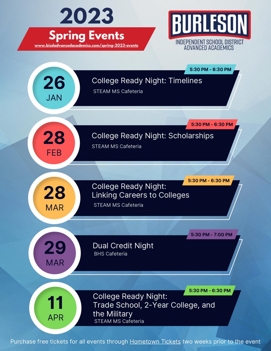Here are some very important nights for our Burleson ISD students!