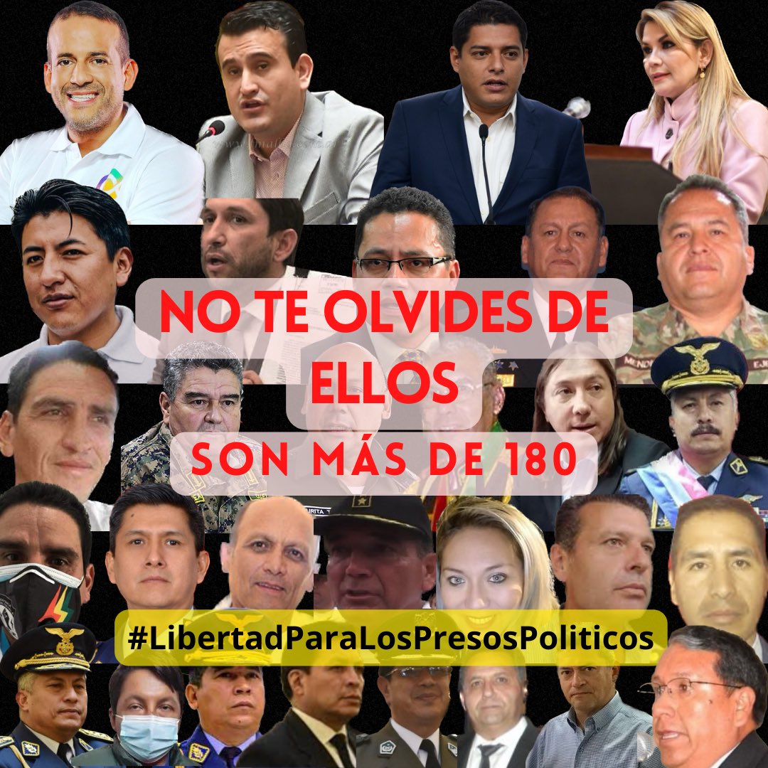 caroriberanez's tweet photo. No te olvides de ellos, en su momento dieron la cara por Bolivia y hoy están encarcelados injustamente por delitos de odio. Bolivia vive sin estado de derecho, sin respeto a la democracia y con una permanentes violaciones a los derechos humanos. #LibertadParaLosPresosPoliticos https://t.co/IZm6YG8QUM