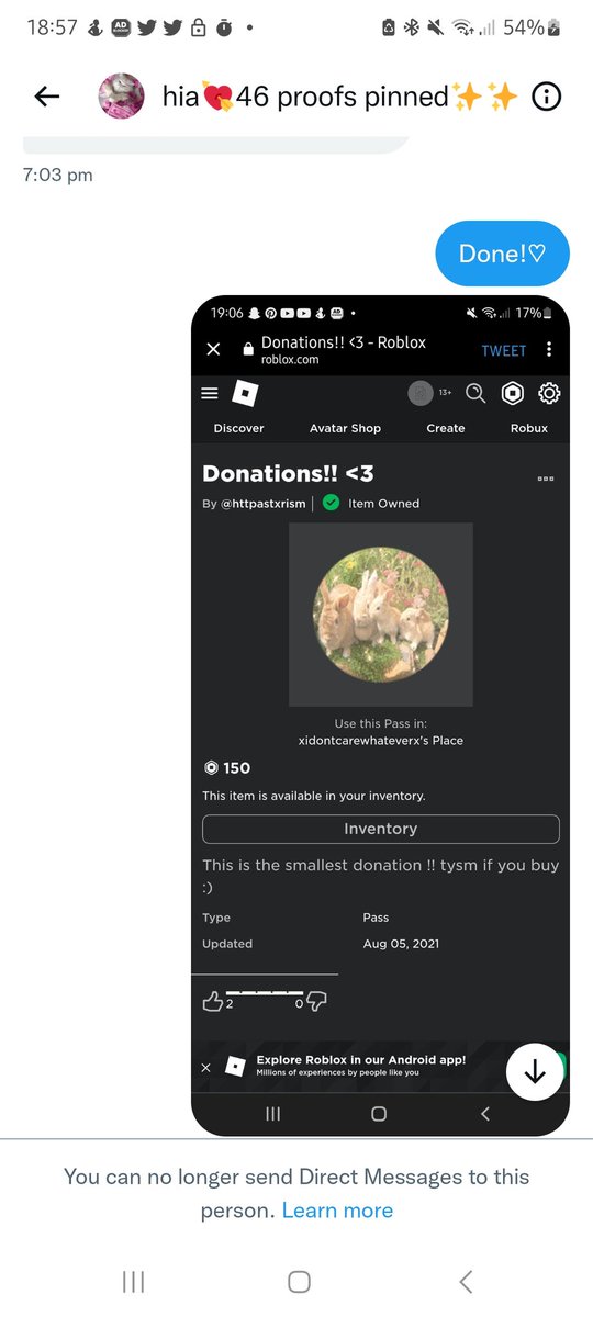 Fallen_Toilet's tweet photo. Hello guys,got scammed,beware of this person!!Bought his pass and the next day got blocked
#royalehigh #royalehighgivaways #royalehightrades #royalehightrading https://t.co/k06rVxBEoL
