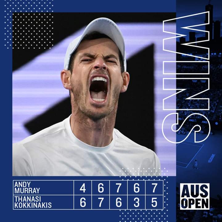 Congratulations Sir Andy Murray! Sensational well-deserved epic win over Kokkinakis. Pure grit and determination!