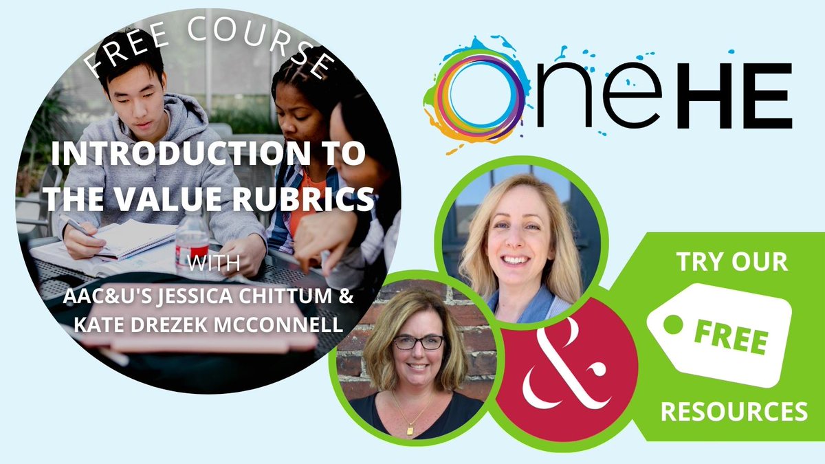 oneheglobal's tweet photo. Yesterday we launched our 1st @aacu co-created course on the VALUE rubrics. Today you can hear one of its experts, @KateDMcConnell spk at our #aacu23 panel on just-in-time faculty development @ 2.30PM PST Grand Ballroom C. The course is free, try it now: https://t.co/1Nnf2VIWb5 https://t.co/MAuGPV4F4V